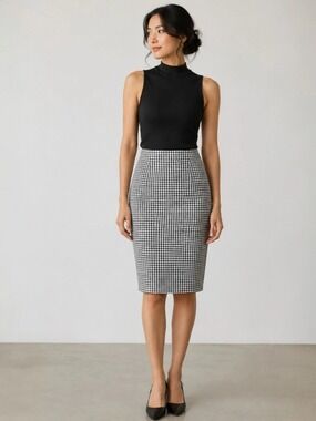 NYCC New York Clothing Company Black & White Gingham Pencil Skirt – Medium